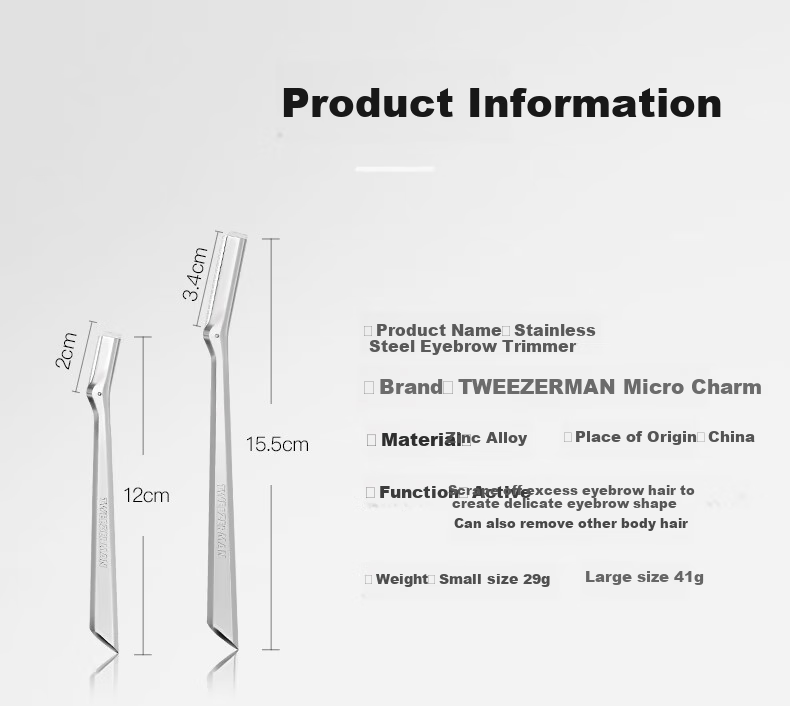Tweezerman Classic Eyebrow Razor Short Multi-Functional for Men And Women, Facial Shaving, Includes Imported Replacement Blades 18