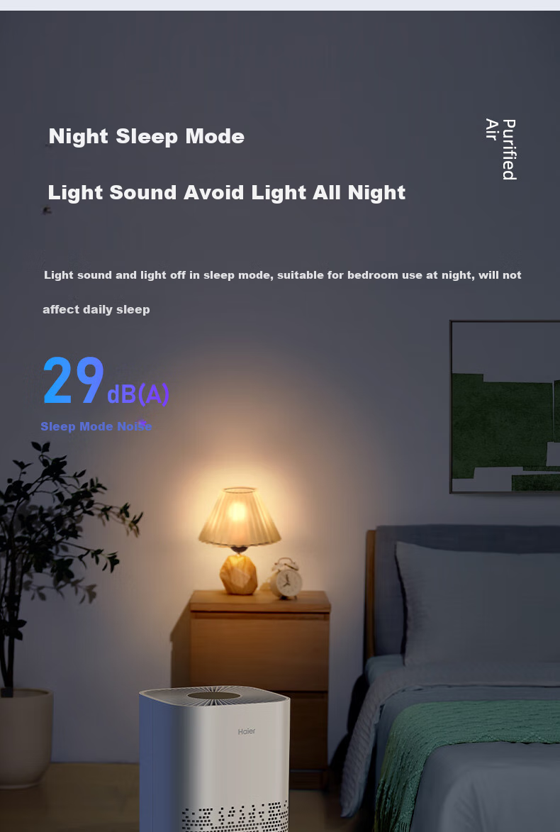 Haier Air Purifier for Indoor Use, Recommended for Mothers And Babies, Removes Formaldehyde, Smoke Odors, Benzene, Ionizes Dust, Eliminates Odors And Allergens in Offices, Disinfects And Purifies The Air 8