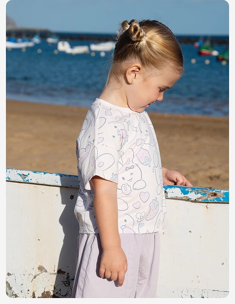 DAVE & BELLA Children's Short-Sleeve T-Shirt, Girls' Cotton Undershirt, Summer Wear, Baby Girl Antibacterial Top 5