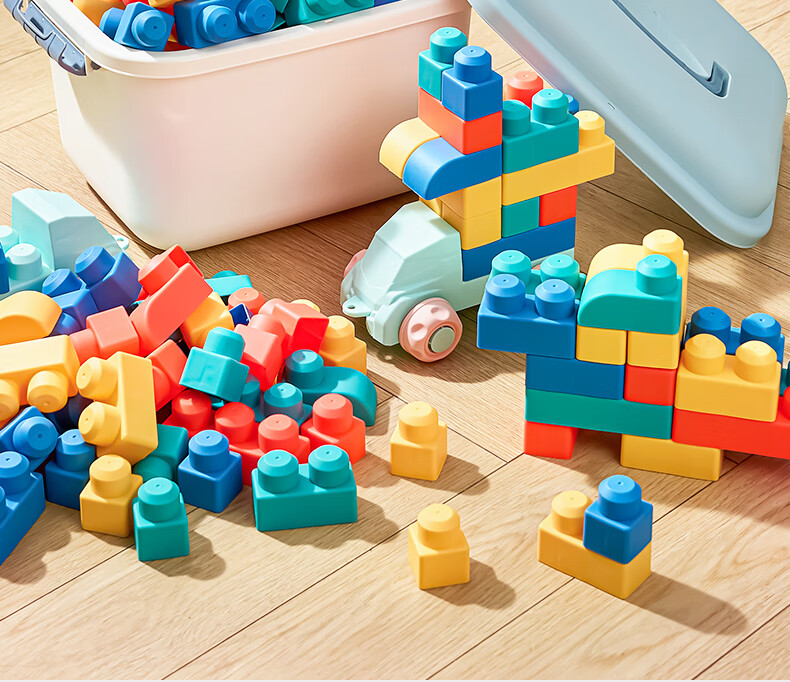 Leleyu Building Blocks, Toys for Children Aged 3-6, Large Soft Rubber Pieces That Can Be Chewed, Birthday Gift for Boys And Girls, Storage Box with 90 Pieces 2