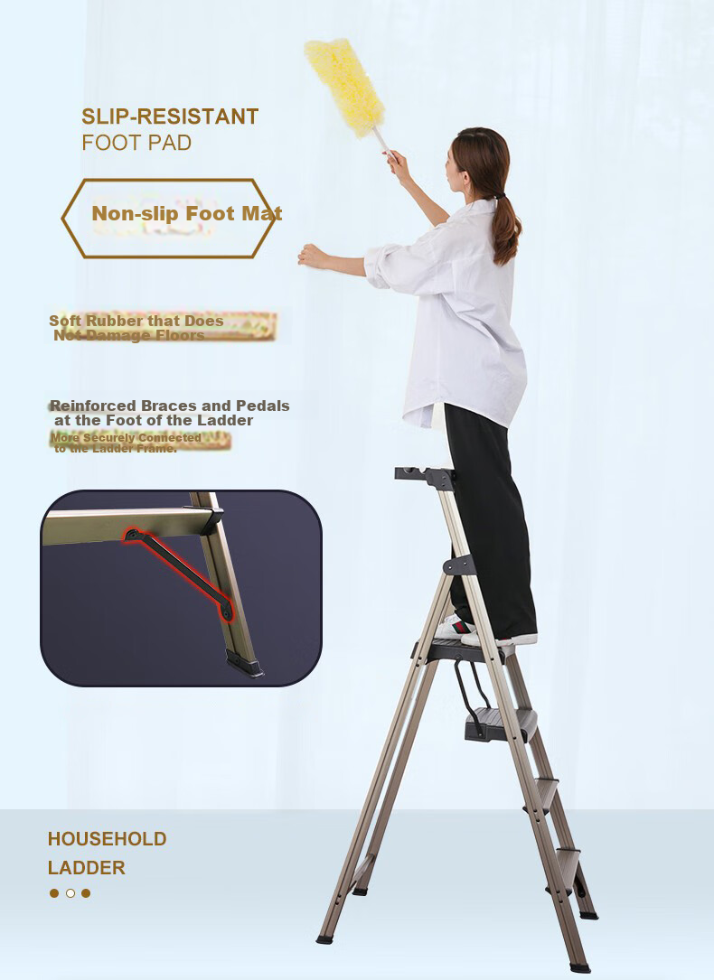 Werner Folding Ladder, Household Aluminum Alloy Step Stool, A-Frame Ladder, Indoor Stairs, 1.6 Meters, 234T-3CN 17