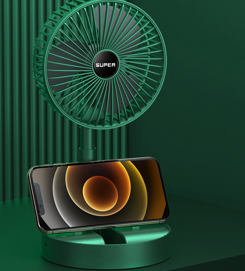 Dipuer Foldable Retractable Small Fan, Desktop Office Dorm Small Electric Fan, USB Rechargeable Portable Home Outdoor Floor-Standing High-Power Mini Fan - Gree 17