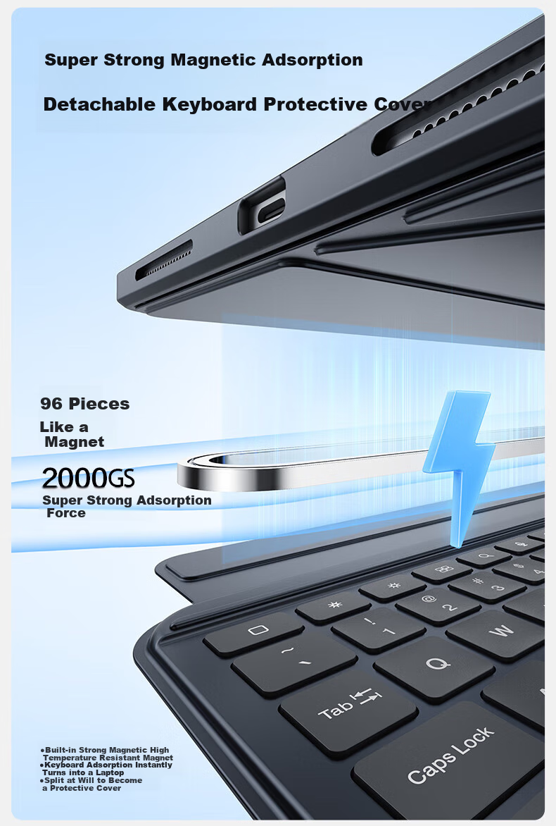 Shanmo IPad Magic Keyboard Case Compatible with Apple Tablets 2025/2022 IPad11 Magic Keyboard Protective Cover 11/10.9 Inch Universal Keyboard Case with Magnetic Detachable Desig 8