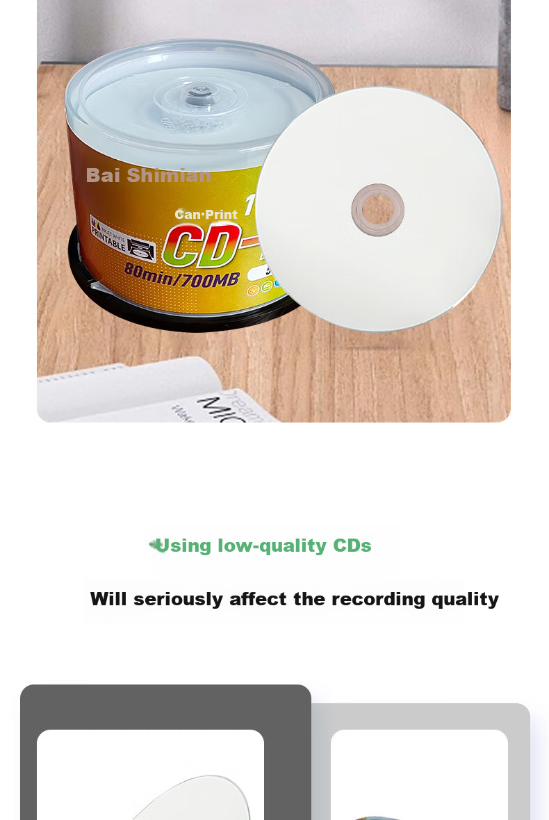 Baishiman CD-R Discs/Recordable Discs, 52x Speed, 700MB Capacity, Printable Discs, 50 Pieces in A Barrel, Blank Discs (Contact Customer Service for Customization) 4