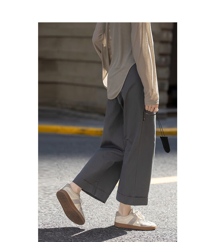 Dme [Commuter Lazy Pants] Spring Simple Style Cloud Cotton Roll-Edge Long Pants Comfortable Straight-Leg Slimming Women's Casual Pants 6