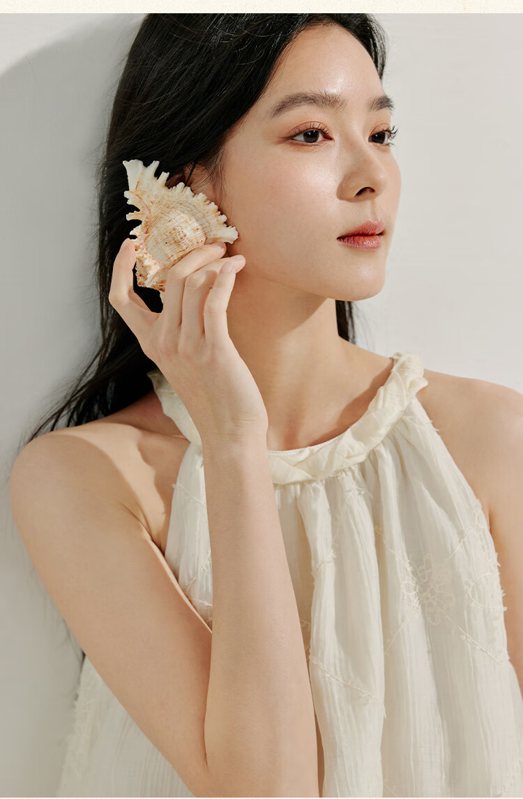 Inman [Runway Same Style] Embroidered Sleeveless Halter Neck Dress 2026 Summer New Women's Long Dress Apricot S 20