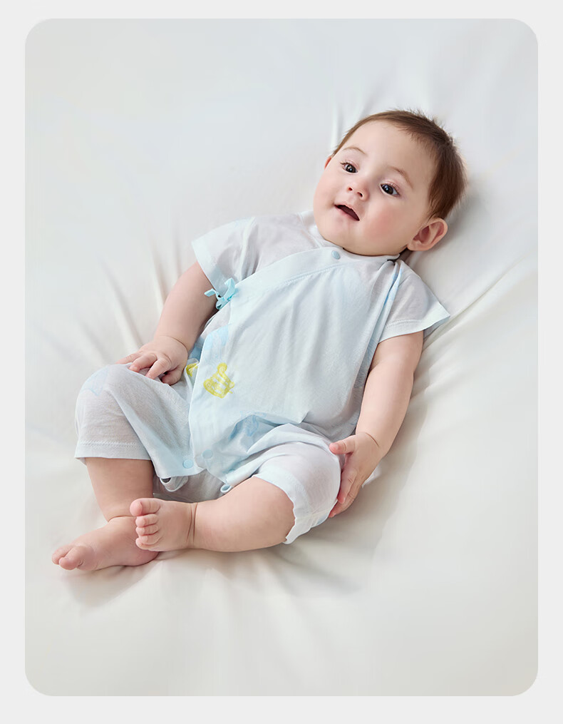 Babycare [Maternity Gift - New Customer 59 Yuan] Mulberry Silk Baby Romper Jumpsuit Green Grape Melody 73cm 28