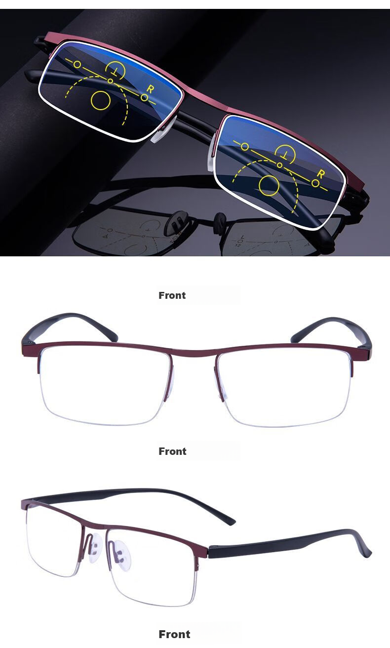 LESCA LUNETIER German Technology Automatic Zoom Reading Glasses for Men And Women, Smart Bifocal Imported Anti-Blue Light Semi-Rimless Presbyopic Glasses 13