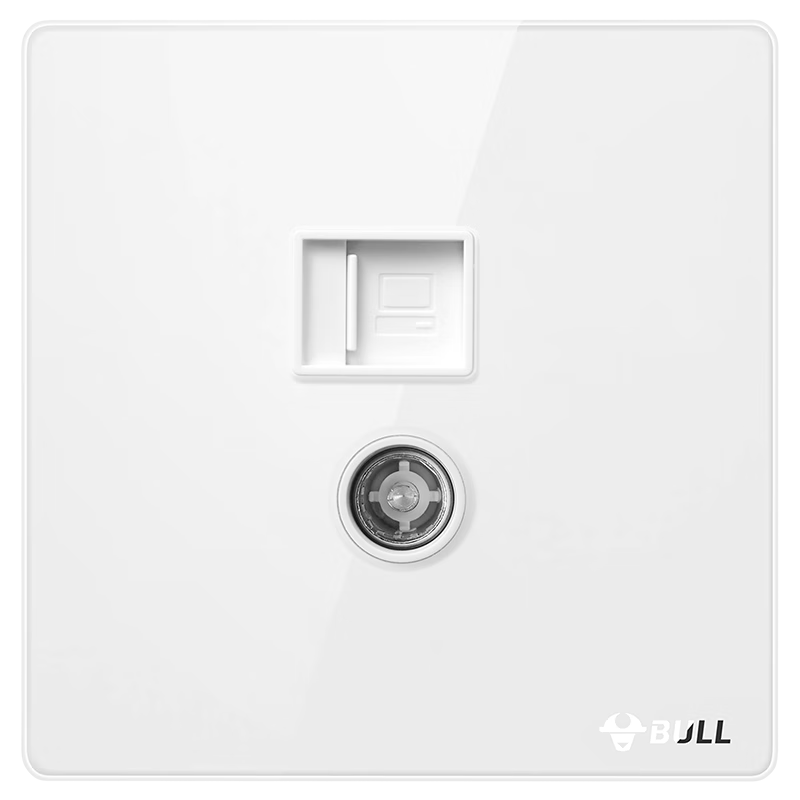 BULL Retro Switch Socket, Acrylic Ultra-Thin Panel, Two-Position Computer TV Socket, G70T223, Pearl White