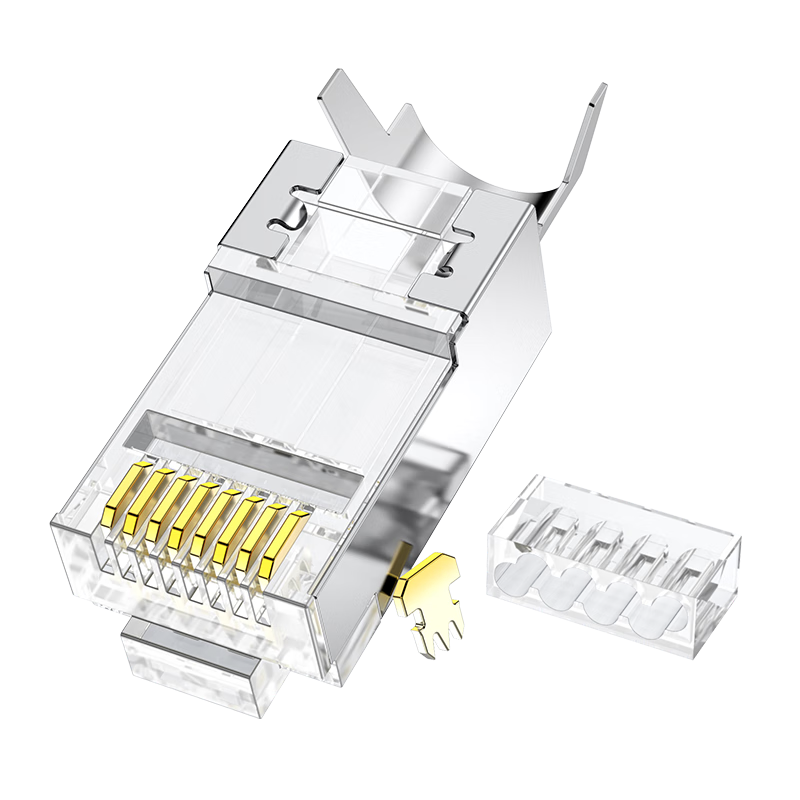 Shengwei Cat7 Ethernet Cable Crystal Connector Upgraded Version 7th Category 10Gbps Shielded Network Connector CAT7 Engineering Grade RJ45 Computer Network Plug 10pcs CRC7X10F