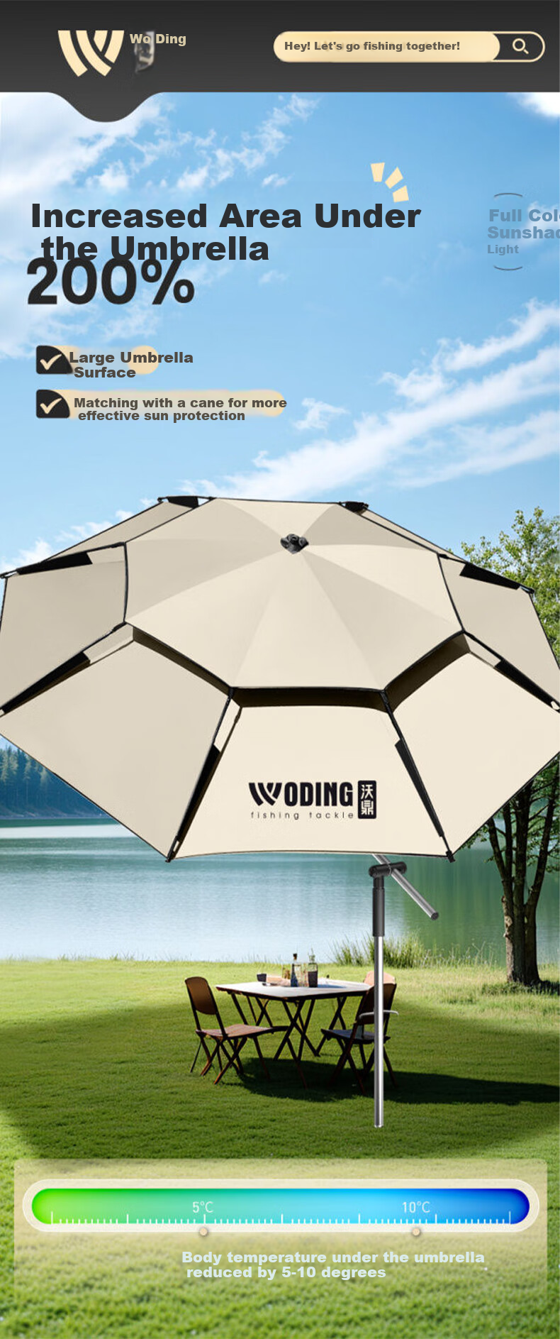 Woding Fishing Umbrella, New Colorful Glue Fishing Sunshade, Outdoor Camping Large Size Reinforced Thickened Cane Umbrella, Rain Umbrella, Platform Fishing Umbrella 10