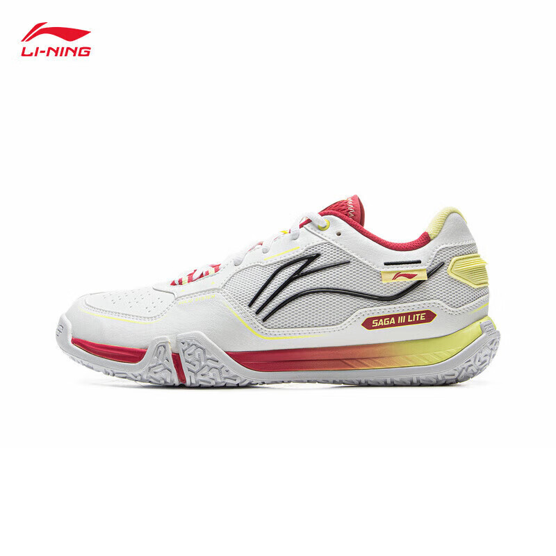 Li-Ning Badminton Shoes, Didi Feixing 3 Lite Breathable Sneakers AYTV003, Standard White/rose Red, Size 42