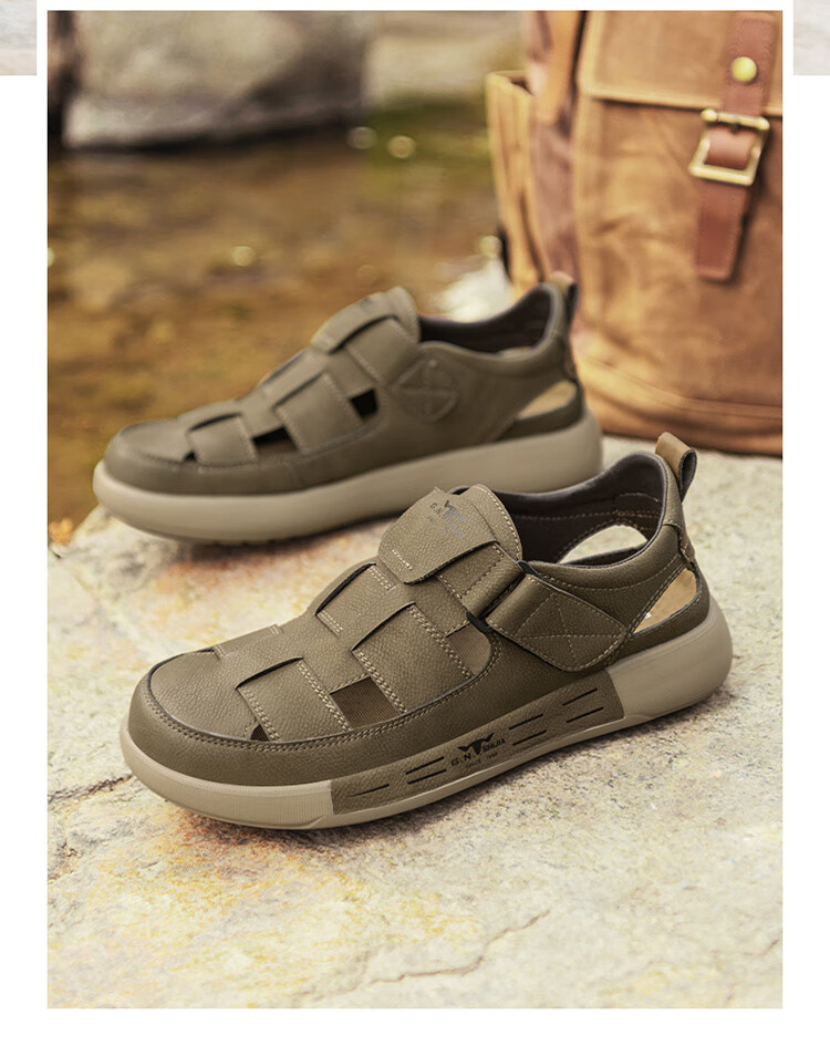 Bull Family Men's Summer New Hollow Breathable Closed-Toe Sandals Outdoor Comfortable Casual Sports Hiking Shoes 23