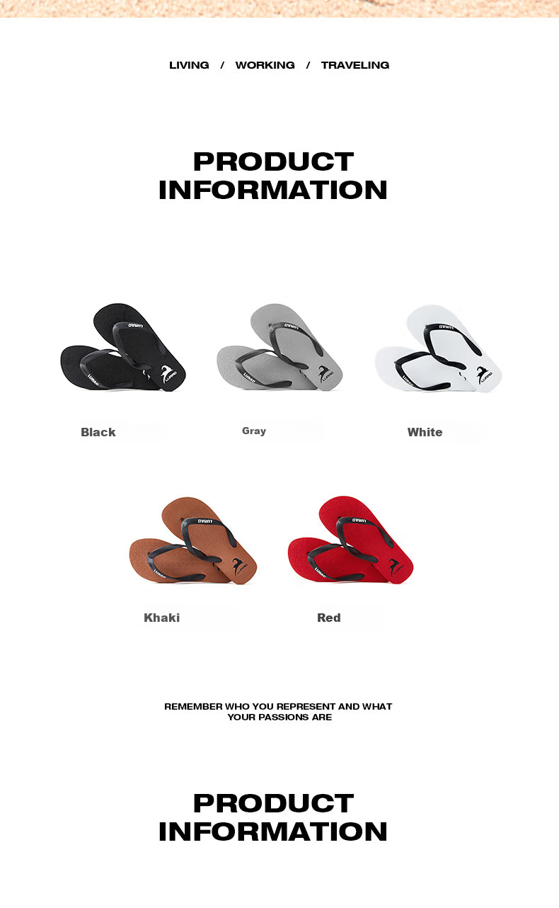 LURAD Men's Flip-Flops, Summer Sandals, Trendy And Simple, Black Beach Slippers for Outdoor Wear, Black, Size 41-42 2