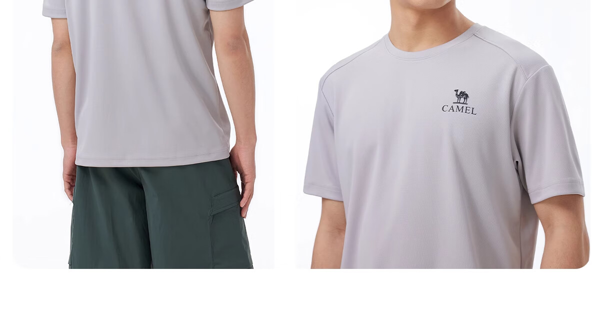 CAMEL Women's Quick-Dry Short-Sleeve T-Shirt, Lightweight Summer Round Neck Breathable Sweat-Wicking Running Fitness Sports Casual Top M 10