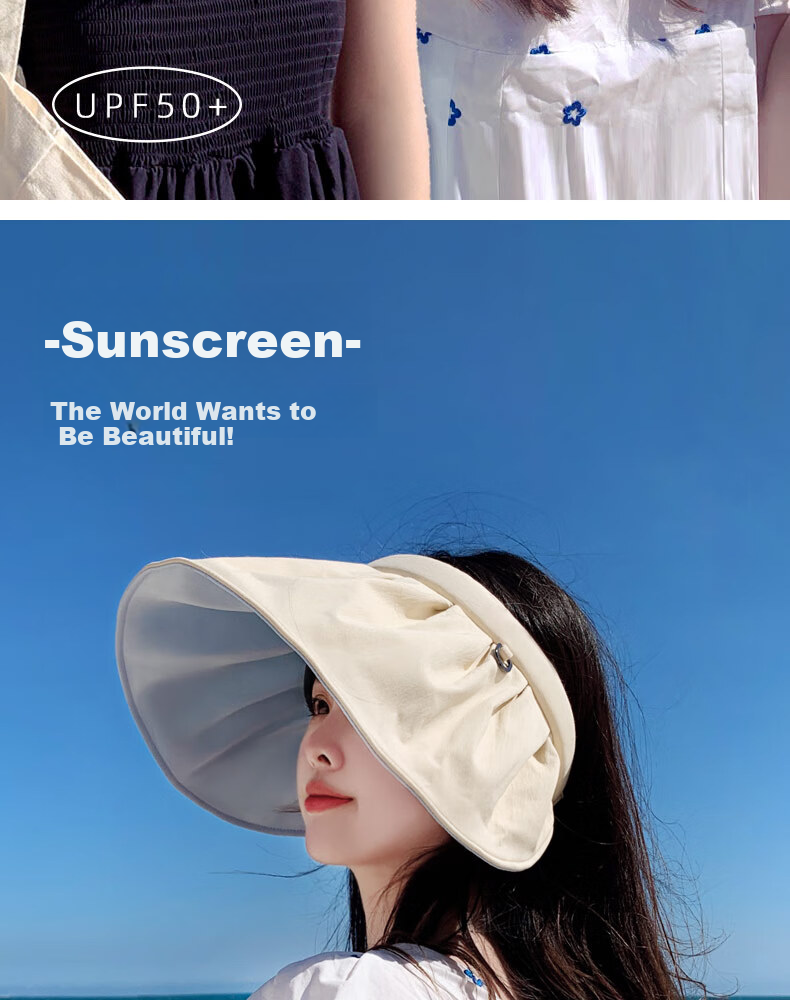 XUEXIMAN Sun Protection Hat for Women, Summer UV-Resistant Shell Sun Visor, Face-Covering Wide-Brimmed Cycling Cap 2