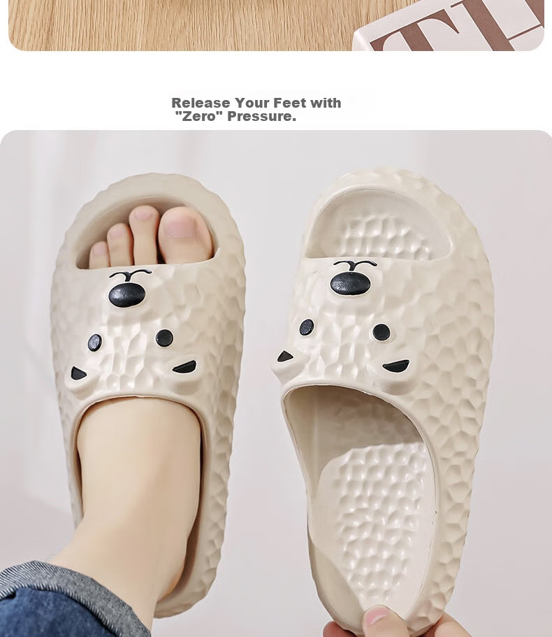 Huameijianbu Ice Bear Stepping on Poop Feeling Arch Support Soft Elastic Bathroom Indoor Outdoor Wear Non-Slip Slippers HM9811 Warm Yellow Size 37-38 17