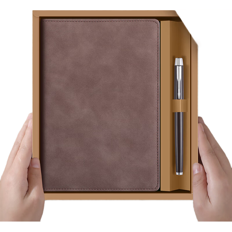 Faramon Notebook Gift Box Set, Business Sheepskin Office Journal Gift Box, High-End Gift, Corporate Annual Meeting Present, Customizable, Brown/gift Box