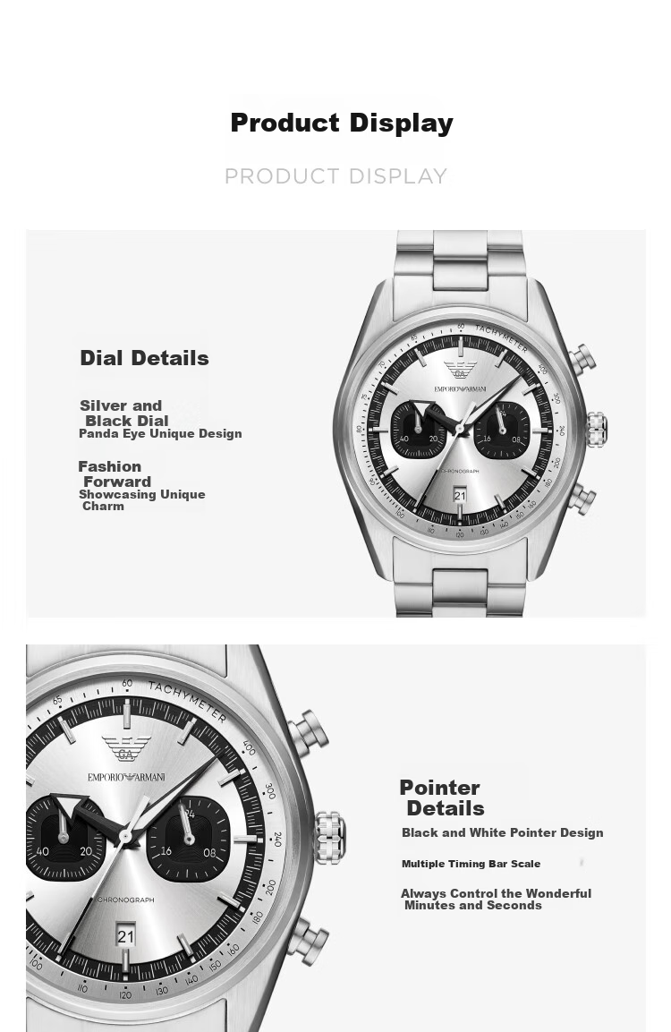 EMPORIO ARMANI Men's Watch [Zeng Shunxi Style], Panda Eye Dial, Birthday Gift for Boyfriend, AR11636 4