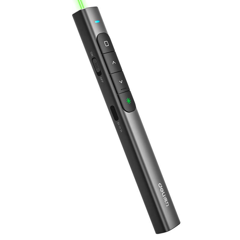 Deli Green Laser Pointer, Page Turner for Teachers, Presentation Pointer, PPT Page Turner, Projector Pointer, Laser Page Turner, Ultra-Fast Charging, Wireless Presenter Remote Control MA120-G
