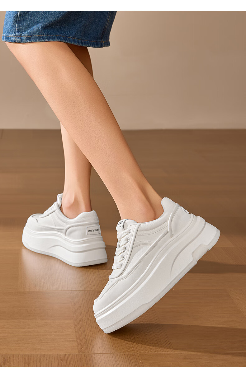 St&Sat Thick-Soled White Sneakers for Women, 2026 New Summer Style, Height-Increasing for Petite Figures, Fashionable Versatile Casual Skateboard Shoes, Lightweight Athletic Shoes 9