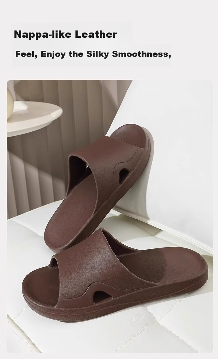 GUOLUOFEI Home Slippers, High-End Feel, Summer Indoor Non-Slip Bathroom Shower Sandals for Women, Coffee Color, Size 43-44 4