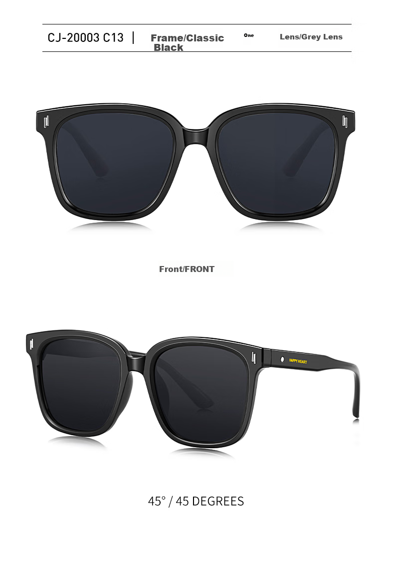 Chaersitaoxin Sunglasses for Men And Women, UV Protection Glasses, Large Frame Sun Protection UV Blocking CJ20003, Versatile Black C13 5