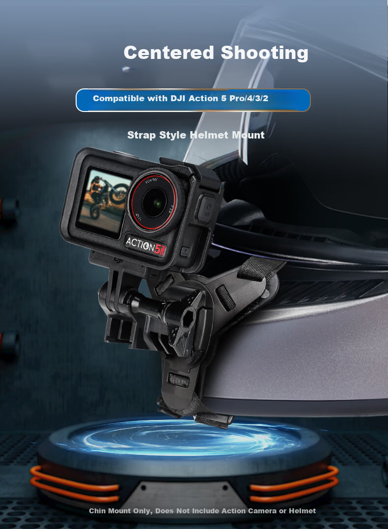 Qiye Chin Helmet Mount, Heavy-Duty Clamp, Suitable for Insta DJI Action 5 Pro Action 6 Accessories, Acepro 2 Motorcycle Helmet Mount, Motorcycle 4 1