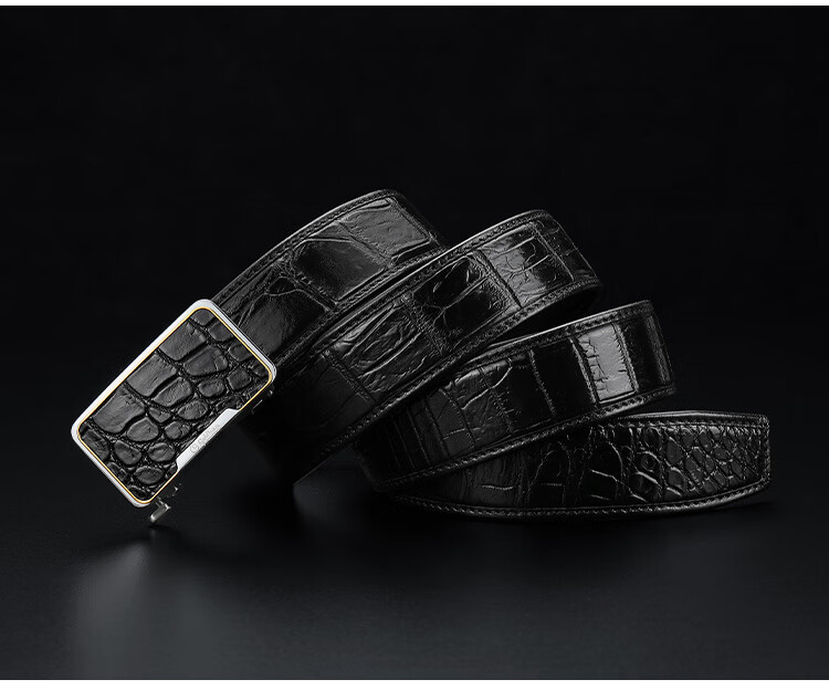 Goldlion Leather Belt, Alligator Skin, Stainless Steel Buckle, High-End Wooden Gift Box, Birthday Present 1