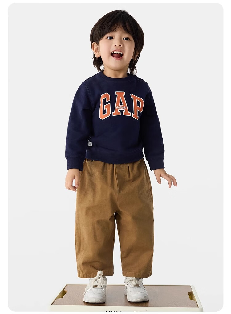 GAP [Same Style for Older And Younger Kids] Boys And Girls Spring Logo Contrast Color Long-Sleeve Sweatshirt 687330 3