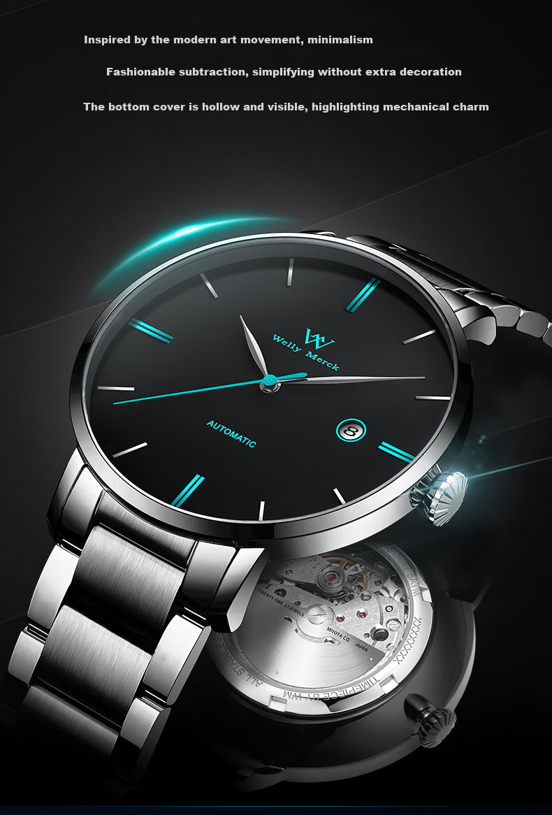 Welly Merck Men's Mechanical Watch, Practical Gift for Students And Teachers on Men's Day 5