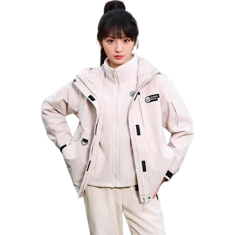 CAMEL [Xiongmao Series] Outdoor Jacket Three-In Mountaineering Suit 31155 Phantom Black, Women's XL