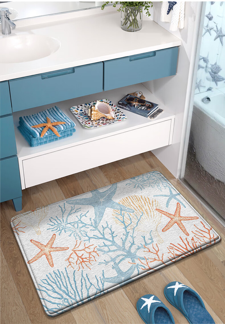 DeXi Bathroom Mat, Washroom Floor Mat, Toilet Foot Mat, Bathroom Entrance Absorbent Mat, 40x60cm 6