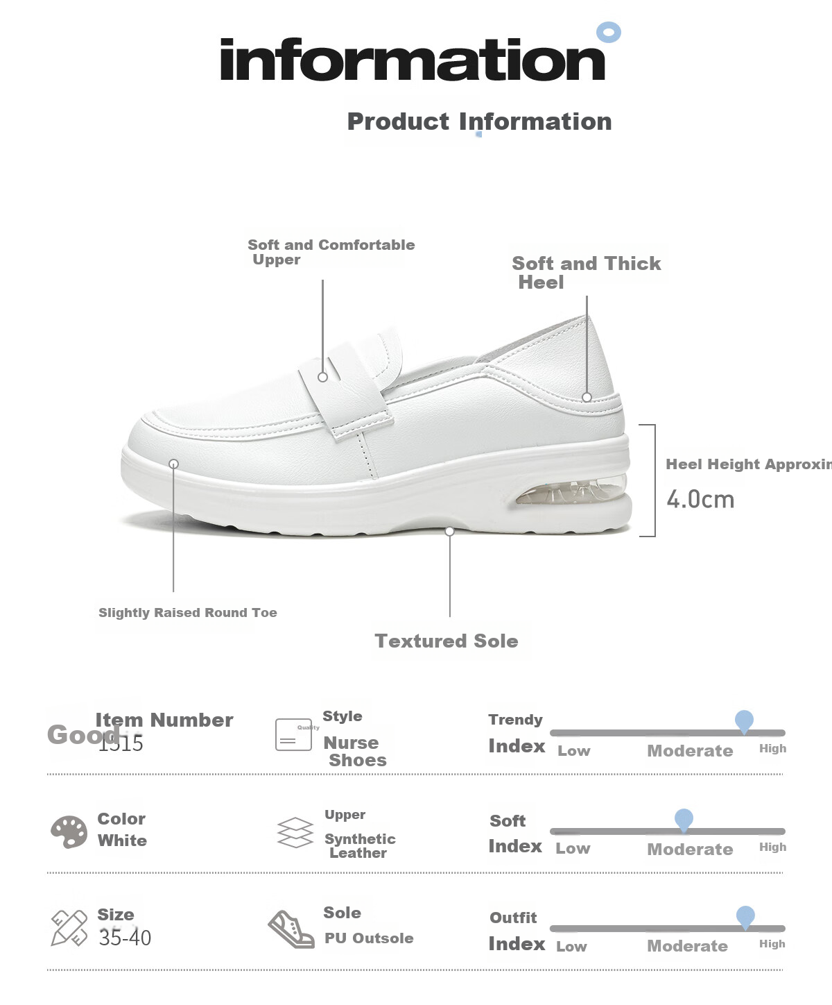 Huili Women's Shoes Spring And Summer Soft Sole Breathable Nurse Shoes Comfortable Casual Slip-On Non-Slip White Sneakers for Women, White, Size 36 8