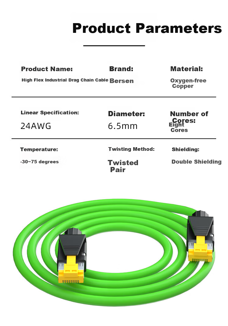 BOSENDE Industrial Shielded Cable, Profinet Anti-Vibration 8P4C, 8-Core Finished High Flexible Trailing Cable, 2 Meters, BSD-GY8P 5