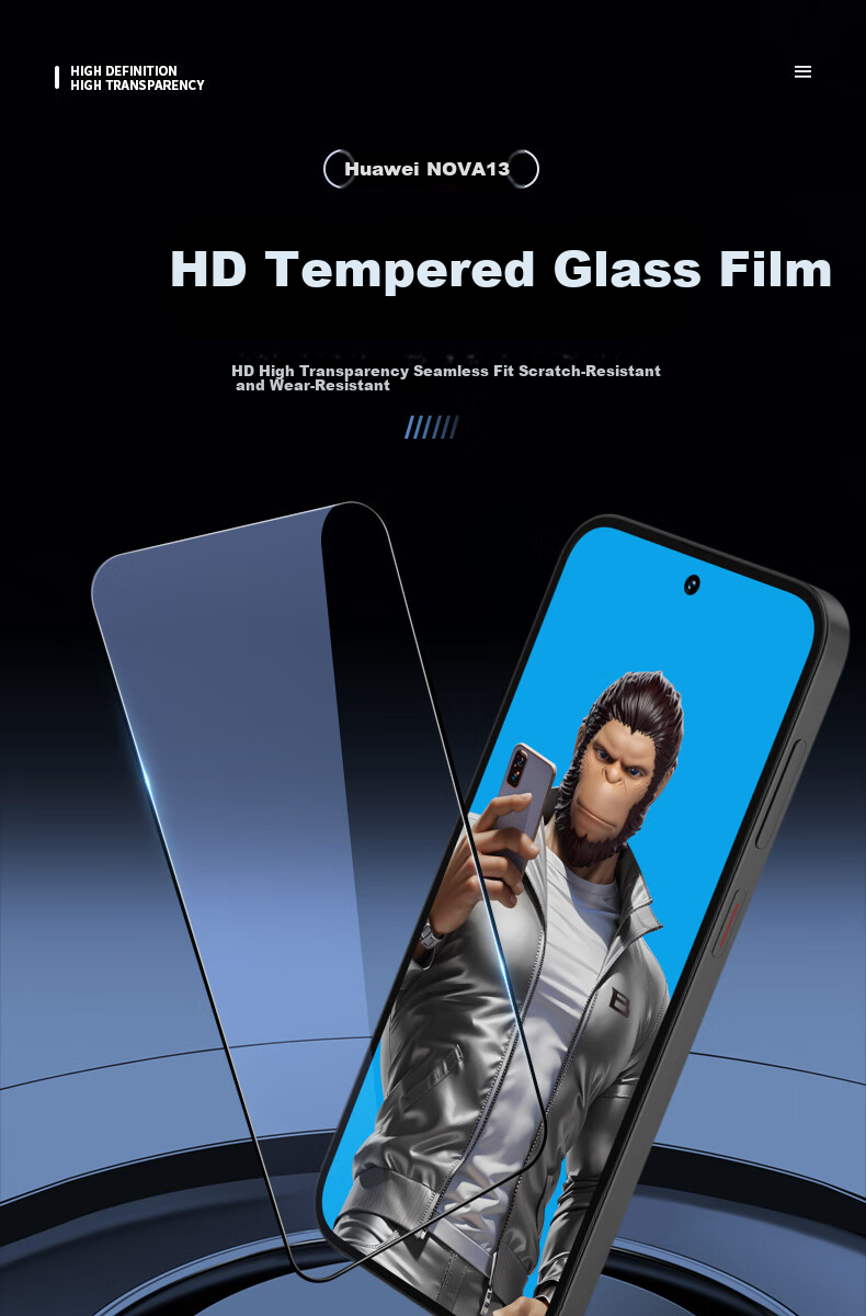 Lanxingxiansheng Tempered Glass Screen Protector for Huawei Nova 15, Compatible with Nova 15/14 Active Edition/14/13/12 Phones, High Definition Anti-Drop Anti-Fingerprint Protective Film 1