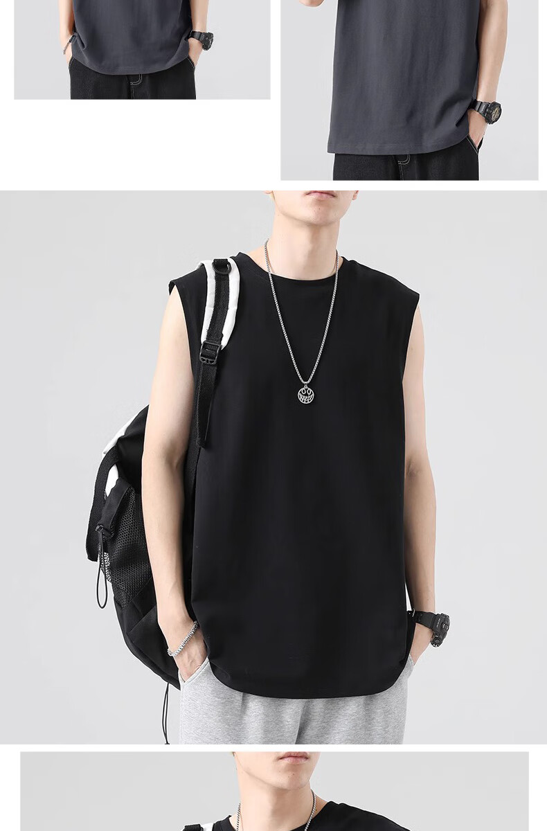 Ziyouxi Cotton Tank Top for Men, Summer Loose Sleeveless T-Shirt, Solid Color Undershirt, Sports Fitness Vest 10