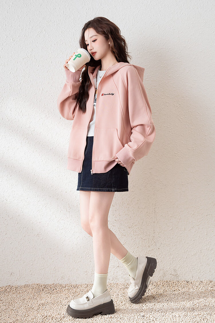 TonLion 2025 Spring Women's Hooded Short Letter Print Sweatshirt Jacket Off-White L 2