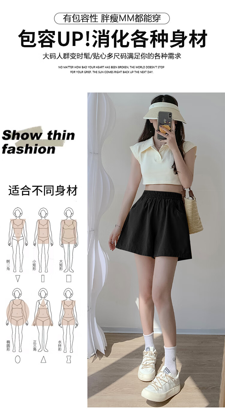 Free Style Pure Cotton Workwear Shorts for Women Summer 2026 New High Waist Slim Loose Wide Leg Outdoor Running Casual Knee-Length Pants 6