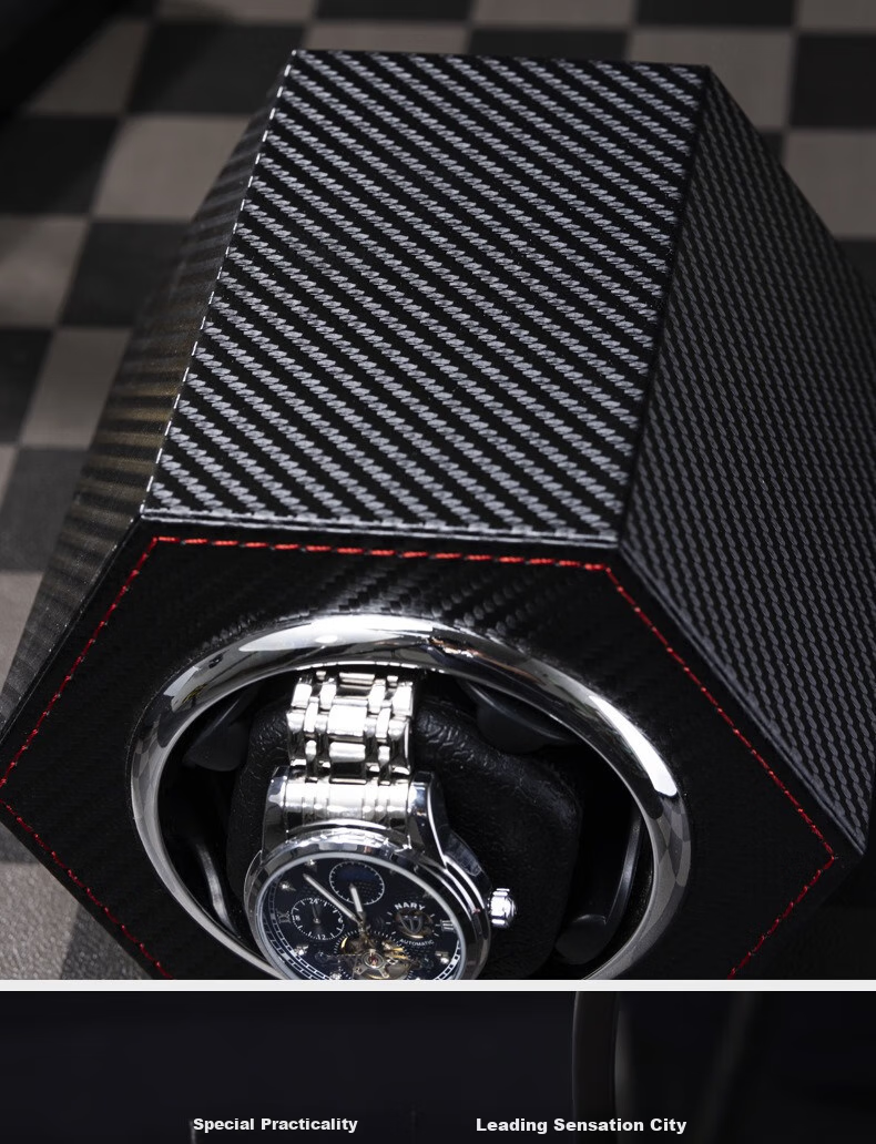 DUOJINJIANG Watch Winder Mechanical Watch Rotator Automatic Watch Care Shaker Imported Non-Magnetic Storage Box, Single Watch Compartment Black 8