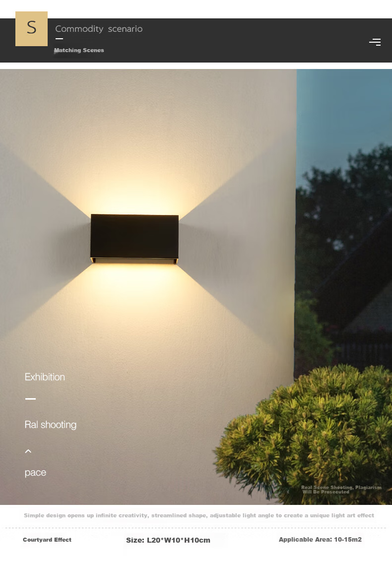 ZIDENG Outdoor Wall Light Waterproof Modern Minimalist Living Room Super Bright LED Dimmable Dual-Head for Outdoor Stairs Hallway Balcony 7