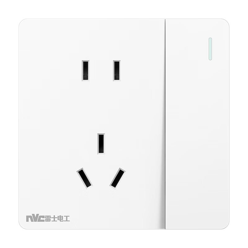 NVCleishidiangong Switch Socket, Five-Hole Socket with Switch Double Control 86-Type Socket Panel, N25 Cream White