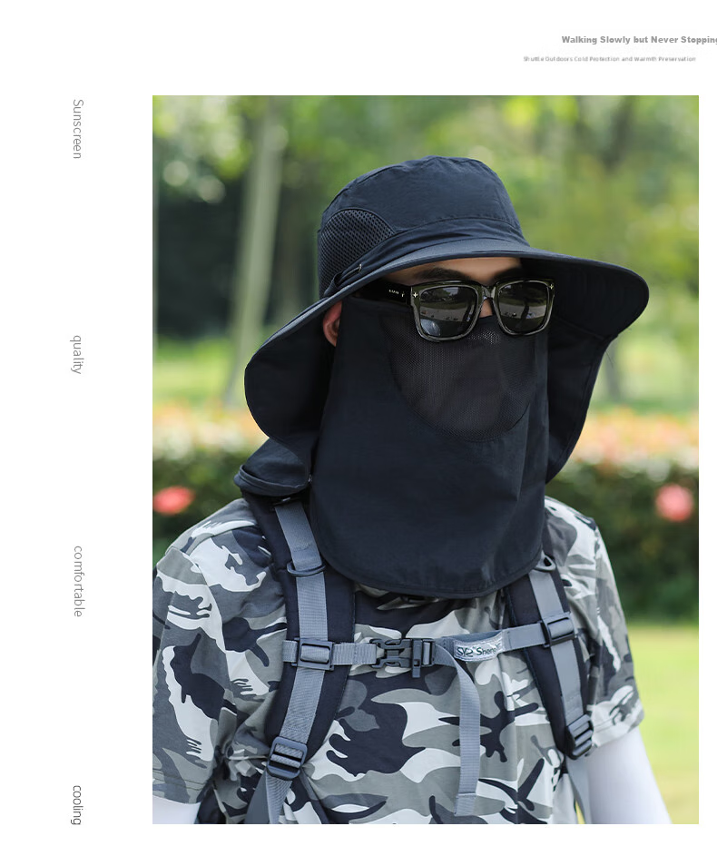 Nanjiren Summer Outdoor Sun Hat for Men, UV Protection Sunscreen Hat, Foldable Fisherman Hat, Breathable Hiking Cap 14