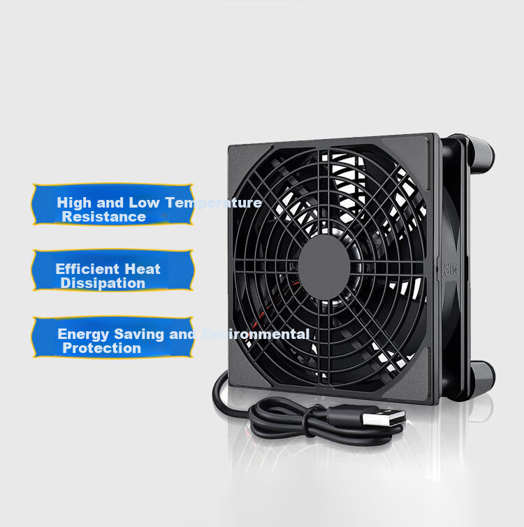 Liantuo Router Cooler Dual Fan 12CM Mini Host Stand Optical Modem TV Set-Top Box Cooling Base Large Fan Black Support USB Powered 1