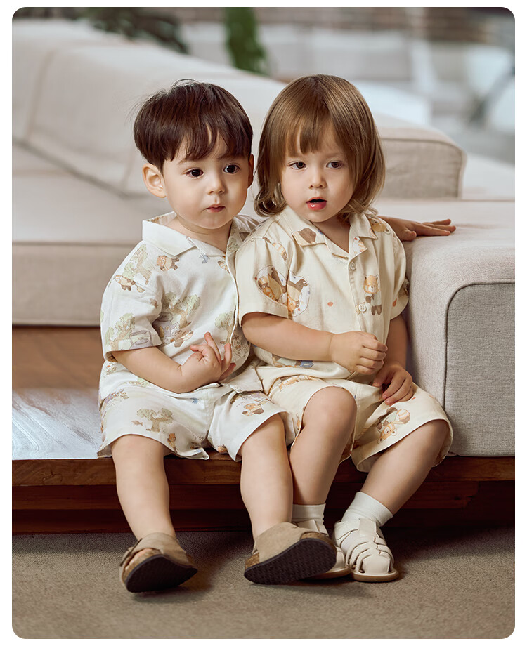 Weishi Muni [Silk] Baby Toddler Short Sleeve Short Pants Set Summer Thin Two-Piece Outfit for Kids 20