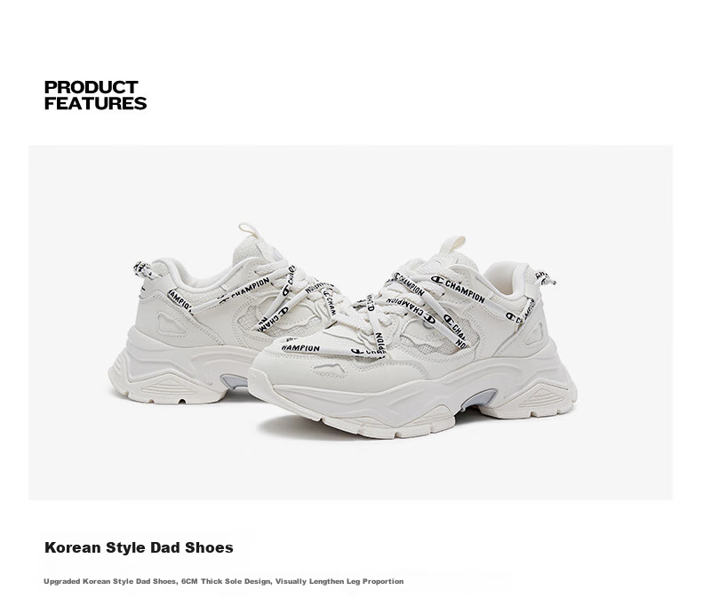 Champion American Dad Shoes for Women And Men, Casual Fashion Korean-Style Thick-Soled Height-Increasing Dad Shoes 24FWC12 Deep Silver 16