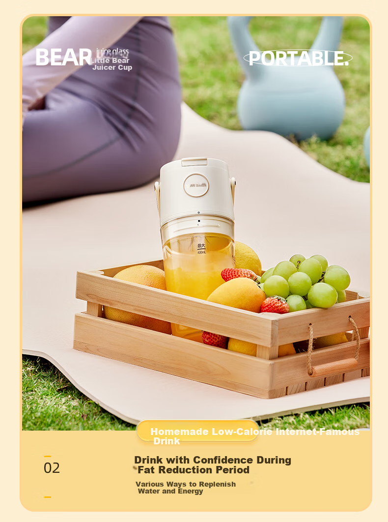 Bear Portable Juicer Wireless Charging Juice Cup Large Capacity Outdoor Personal Blender Small Ice Crushing Fruit Juicer Bottle 22