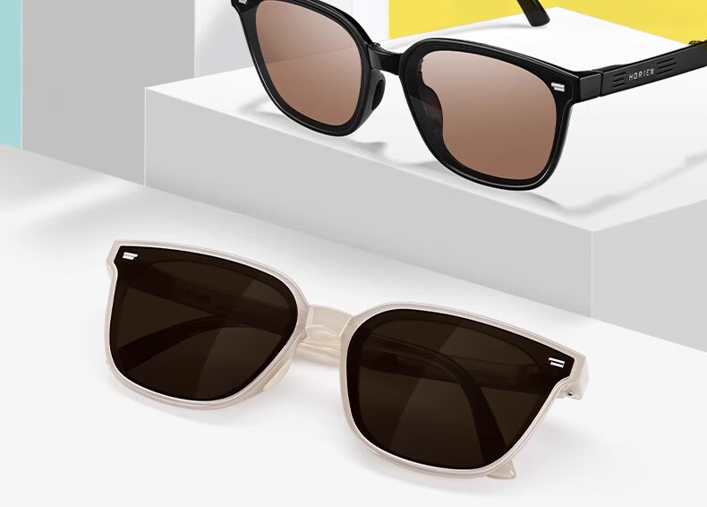 HORIEN Milk Tea Color Sunglasses Make Face Look Smaller, UV Protection, Summer Folding Sunglasses for Men And Women, Driving Sun Protection, High-End Large Frame Glasses 6