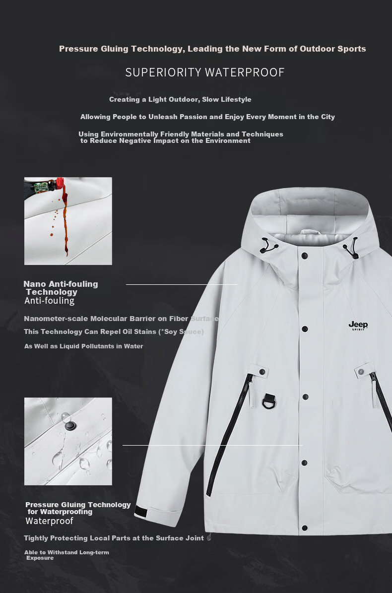 JEEP SPIRIT Men's Windbreaker Jacket for Autumn And Winter, Hooded Three-In Two-Piece Sportswear Coat, Black, 3XL 1