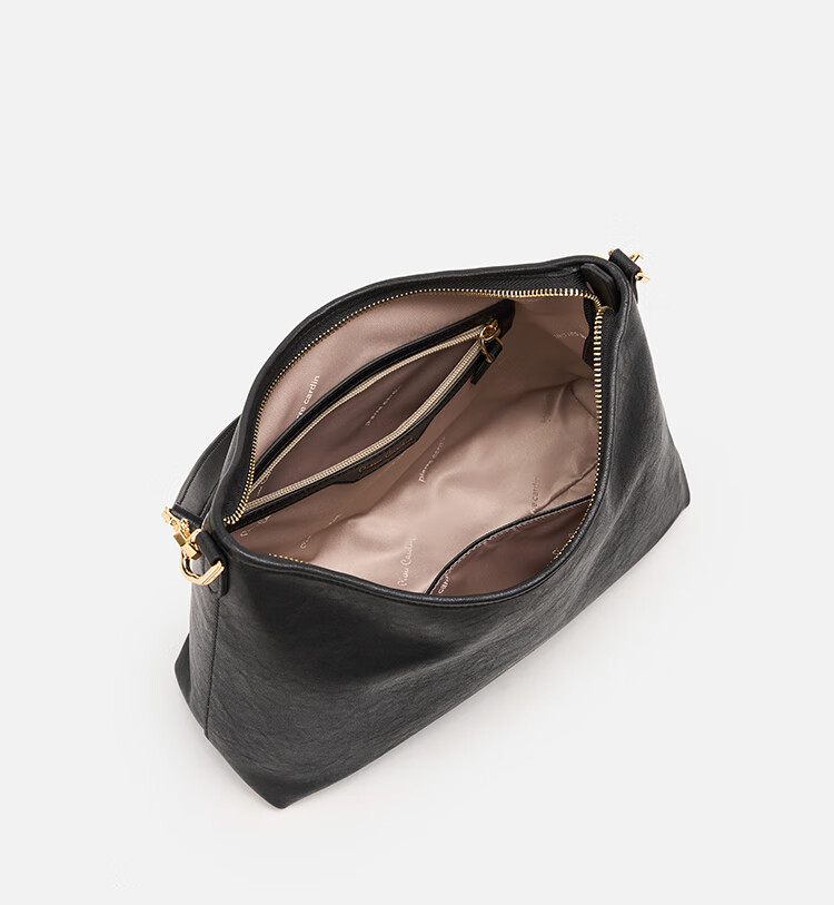 Pierre Cardin Hobo Handbag, Top-Grain Leather, Shoulder Crossbody Women's Bag, Gift for Girlfriend on May 20th, Black, with Free Gift Box 10